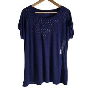 Apt. 9 Dark Blue Short Sleeve Top